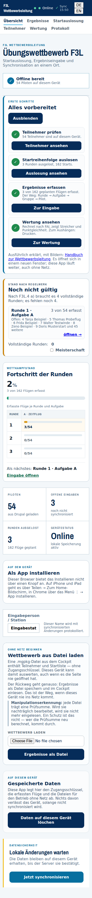 Dieselbe Übersicht auf 390 Pixeln Breite, also auf einem Handy am Band.